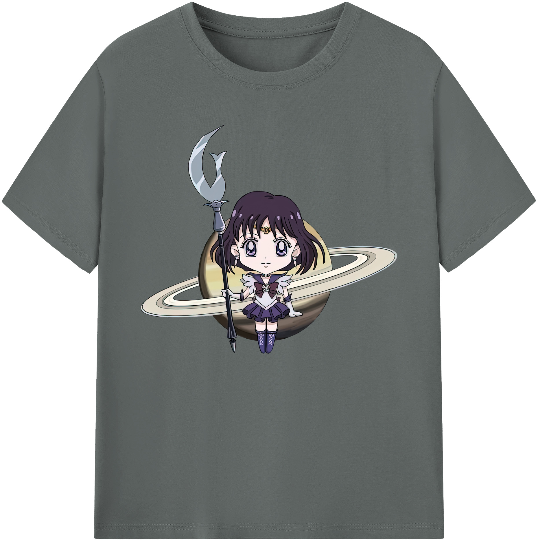 （画像用） 美少女戦士セーラームーン 土萠ほたる Sailor Moon Tomoe Hotaru （セーラーサターン；Sailor Saturn） 綿100％ メンズ半袖Tシャツ｜肌触りやわらか＆通気性